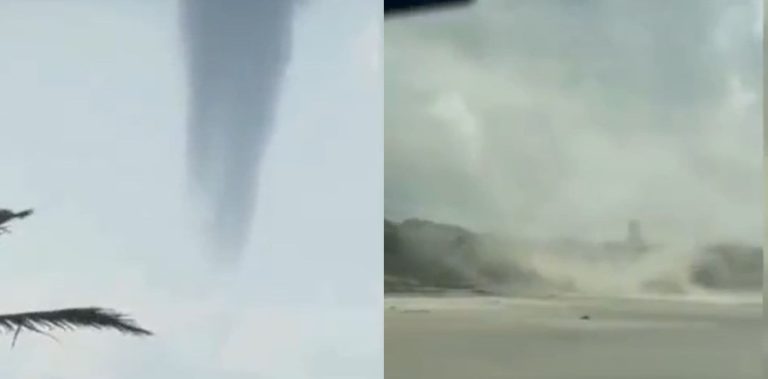 Tornado em formação é registrado em praia no litoral de