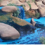 Tudo azul: vazamento de corante atinge água de córrego em