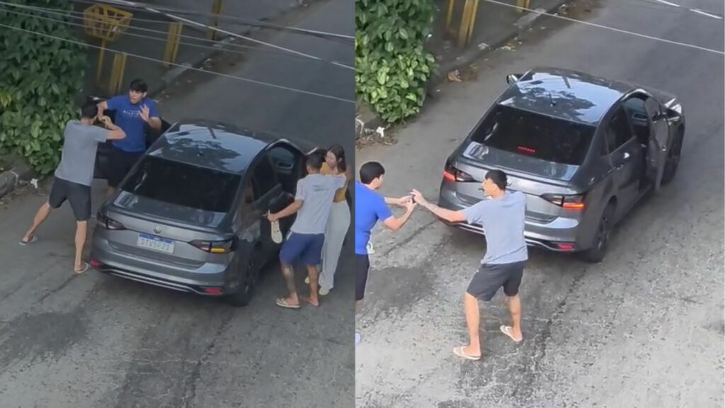 Vídeo: Casal tem carro e pertences roubados por dupla armada