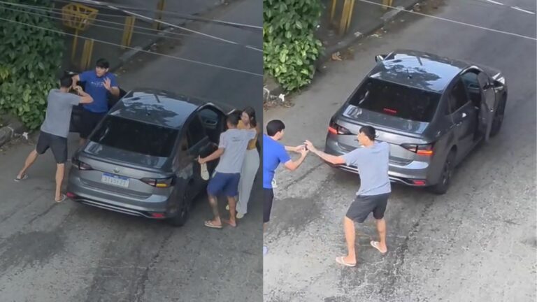 Vídeo: Casal tem carro e pertences roubados por dupla armada