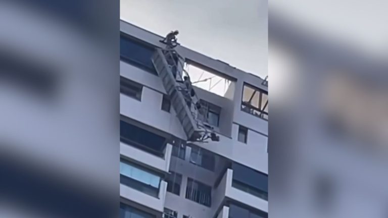 Vídeo: homens ficam pendurados em andaime no 22º andar de