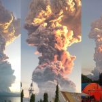 Erupção de vulcão cria nuvem colorida gigante na Indonésia