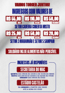 Mac inicia venda de ingresso para clássico do final de