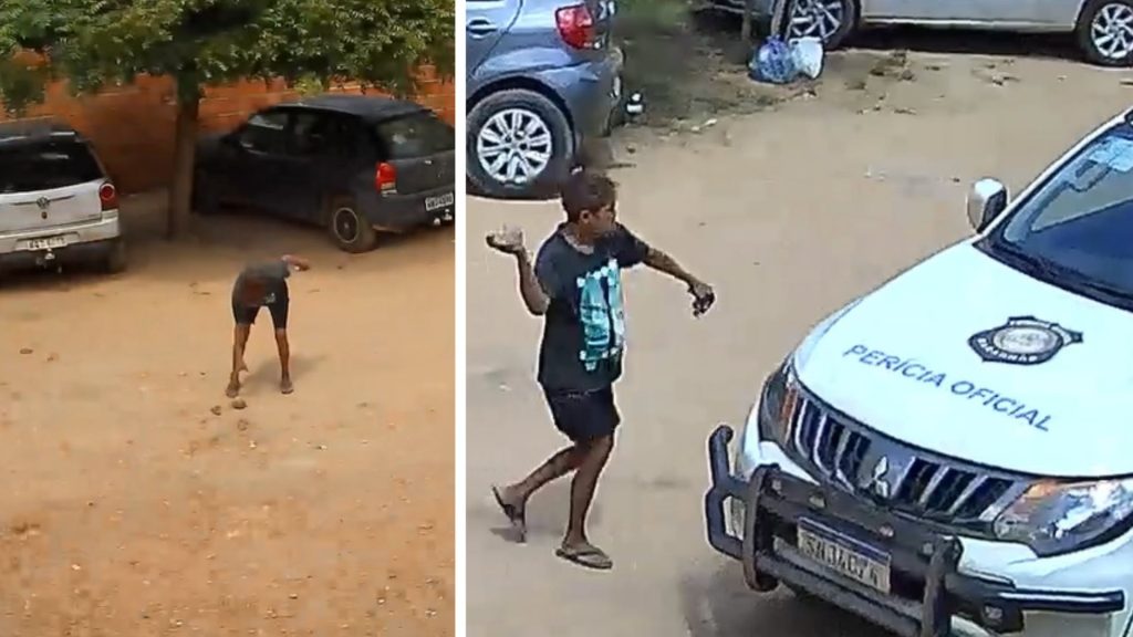 Mulher é presa após arremessar pedra contra viatura