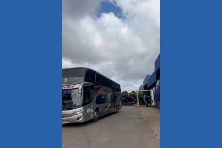 Ônibus que estavam nas plataformas do Terminal Rodoviário de São