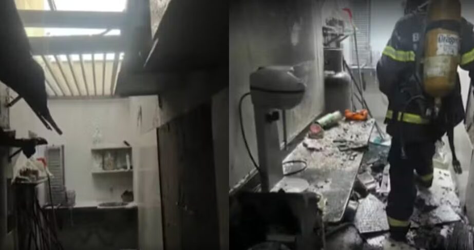 Botijão de gás explode em hamburgueria e causa incêndio em