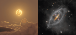 Lua dourada e galáxia da hélice nas Imagens Astronômicas da