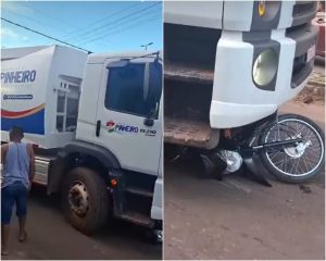 Pai e filho morrem em colisão entre moto e caminhão
