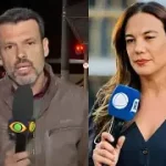 Repórter da Record é empurrada ao vivo por colega da