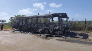Criminosos ateiam fogo em ônibus na zona rural de São
