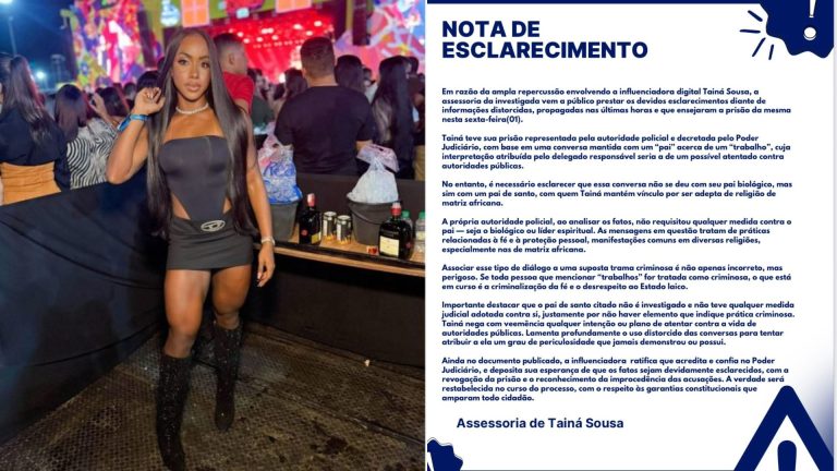 Defesa afirma que Tainá Sousa é vítima de preconceito religioso