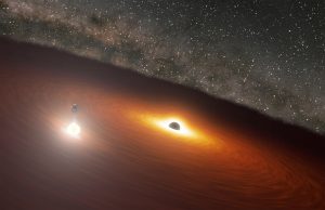 Galáxia com dois buracos negros gigantes dispara jato de plasma