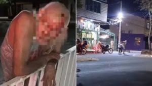 Idoso é atacado e espancado em frente à pizzaria