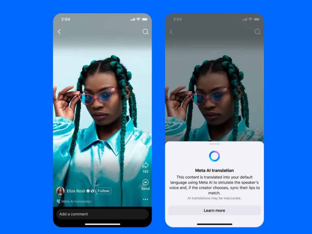 Meta lança tradução de voz com IA para Facebook e