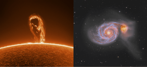 Proeminência solar e galáxias em fusão nas Imagens Astronômicas da