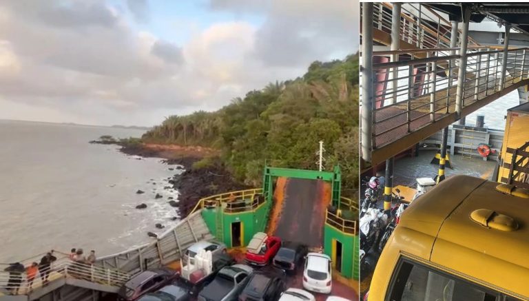 Corpo de Bombeiros leva suprimentos para passageiros em ferry encalhado