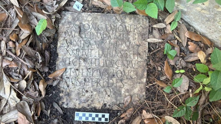 Lápide romana é encontrada em jardim nos EUA