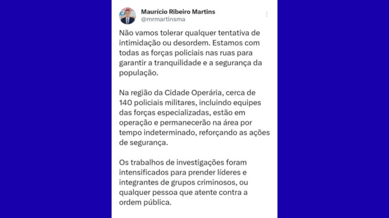 Secretário garante reforço após ataque a tiros na Cidade OperáriaCentral