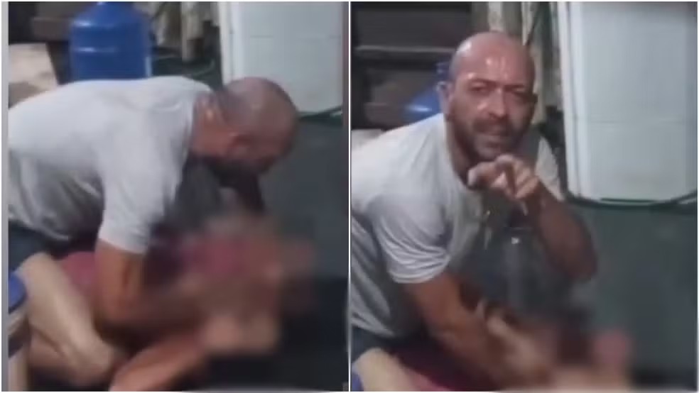 Homem que agrediu a esposa na frente do filho é