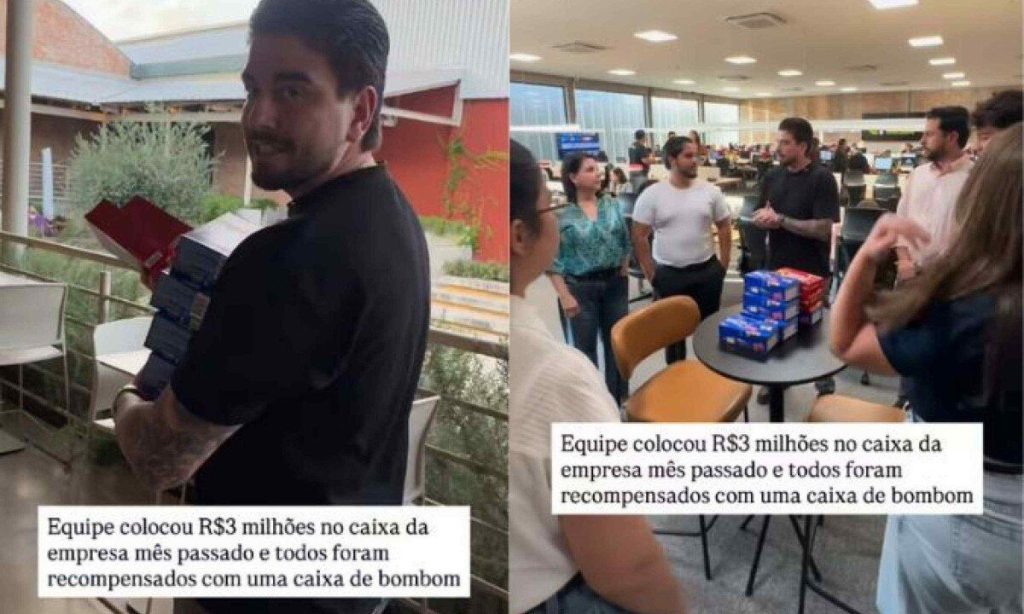 Chefe presenteia funcionários com caixa de bombom com iPhone e