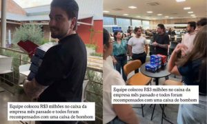 Chefe presenteia funcionários com caixa de bombom com iPhone e