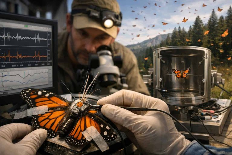 Como o cérebro da borboleta-monarca sente o campo magnético da
