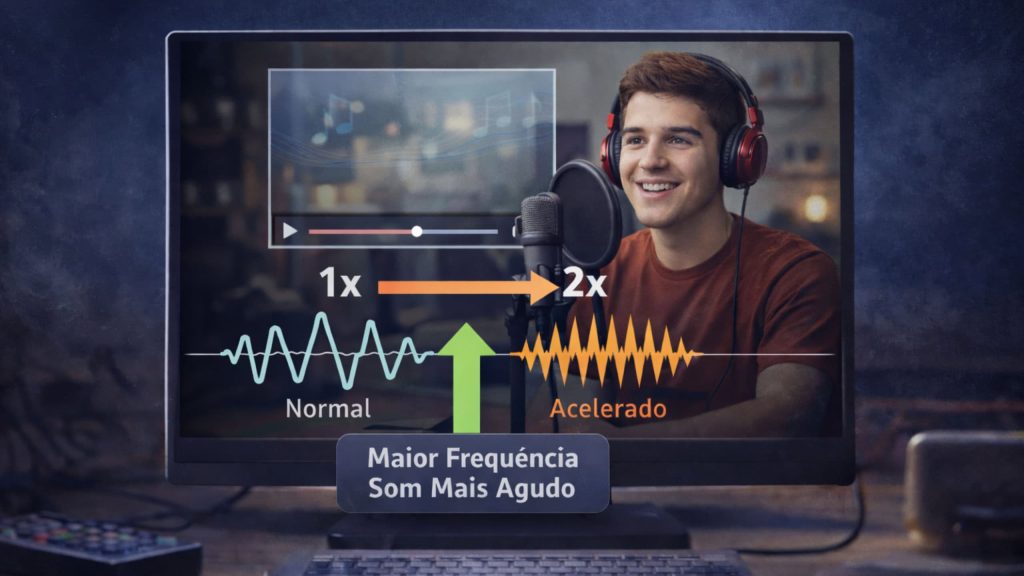 Por que o som muda quando você acelera um vídeo?