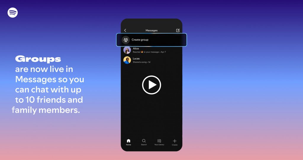 Agora você pode criar chats em grupo dentro do Spotify