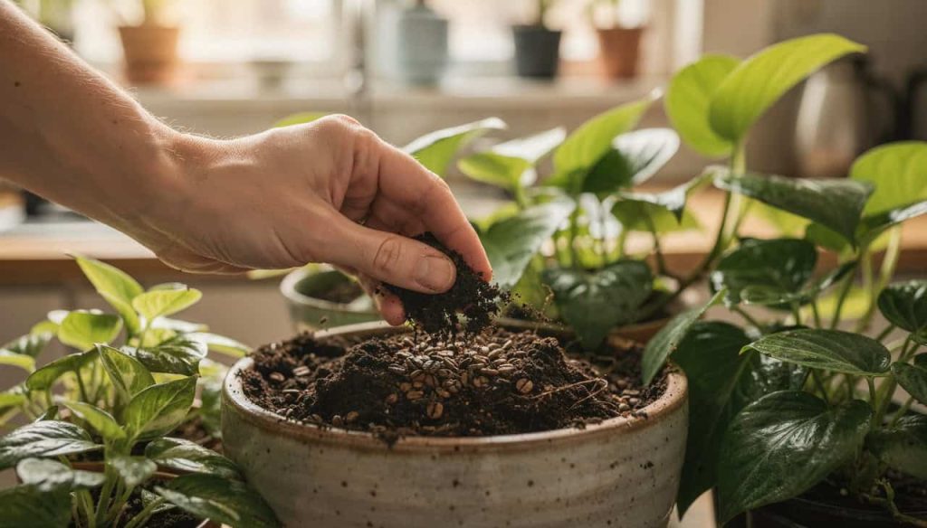 Borra de café nas plantas faz bem ou é perda
