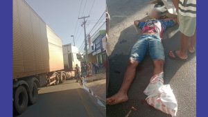 Motociclista fica ferido após colisão com caminhão na Av. Guajajaras,