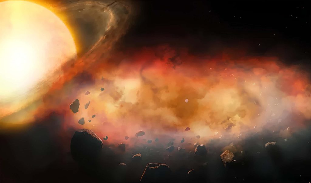 Nuvem gigantesca de metal vaporizado se mantém unida por objeto