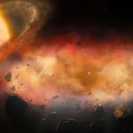 Nuvem gigantesca de metal vaporizado se mantém unida por objeto