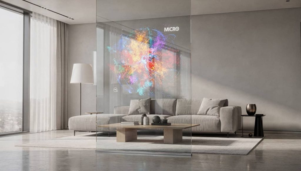 Quando desligada, parece vidro e ligada, exibe imagens que flutuam